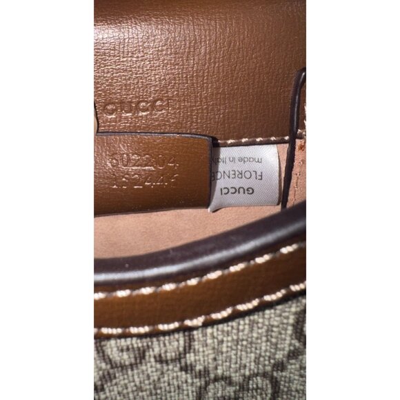 Gucci Horsebit Canvas & Leather Crossbody Bag 7.5x4.5 Inches Adjustable Strap - Picture 6 of 14